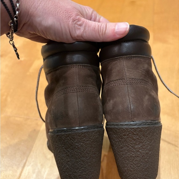 Timberland Amston wedge ankle boots booties brown leather sz 11 - Picture 4 of 7